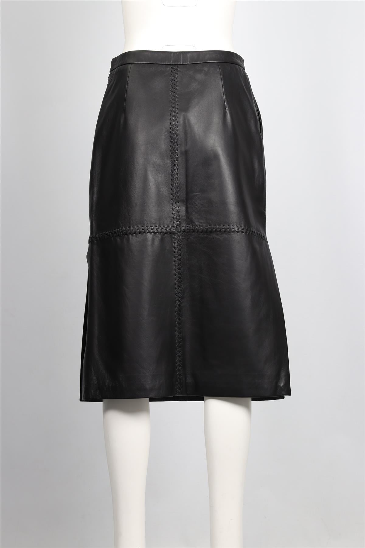 ALTUZARRA BLACK LEATHER MAXI SKIRT FR 38 UK 10