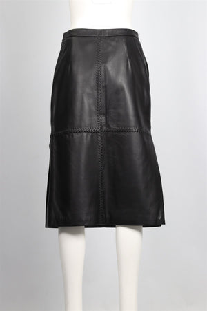 ALTUZARRA BLACK LEATHER MAXI SKIRT FR 38 UK 10