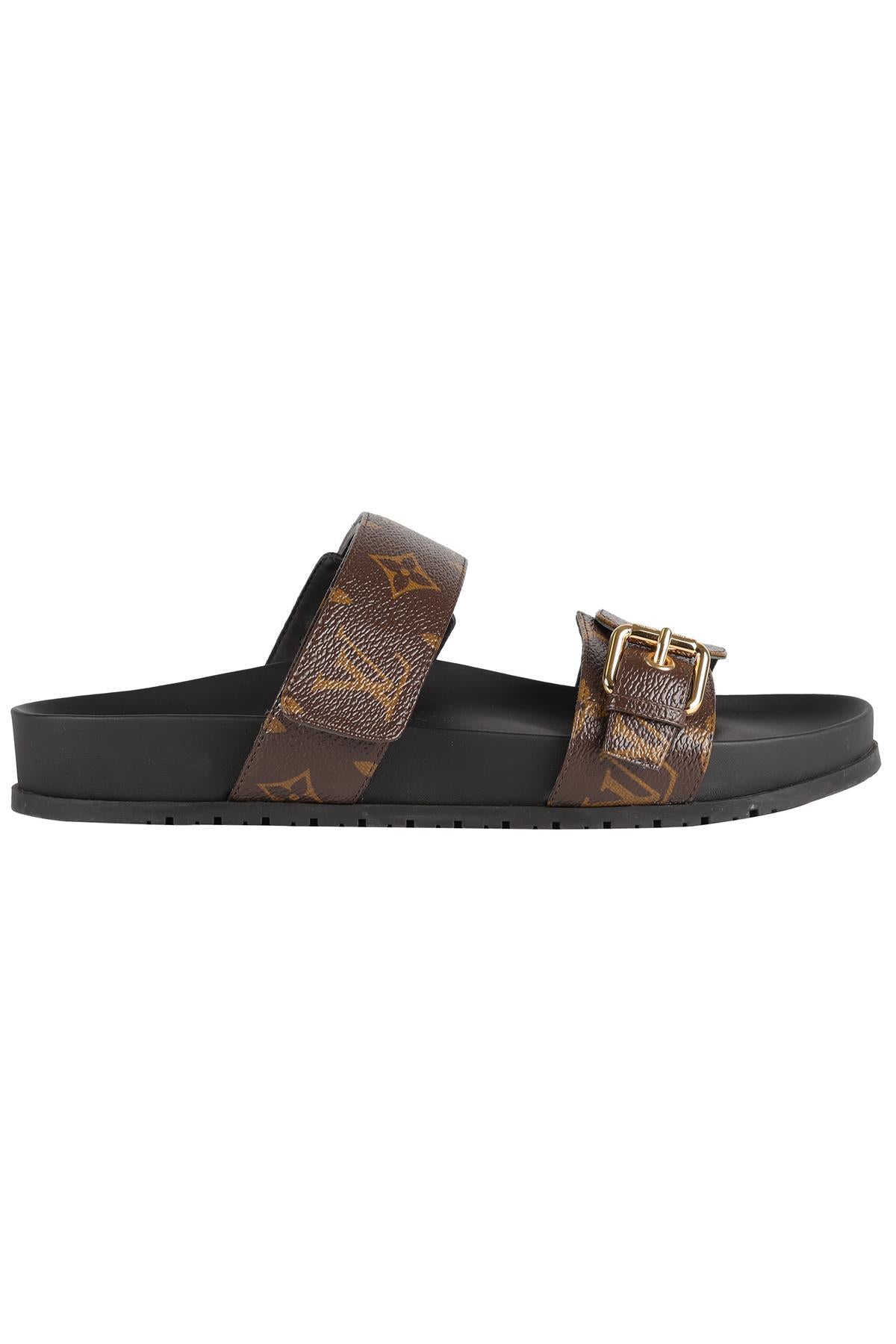 LOUIS VUITTON BROWN BOM DIA MONOGRAM LEATHER SANDALS EU 39 UK 6 US 9