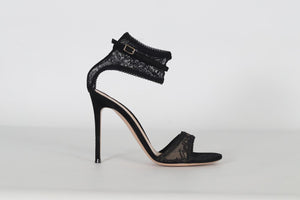 GIANVITO ROSSI LACE AND SUEDE SANDALS EU 38.5 UK 5.5 US 8.5