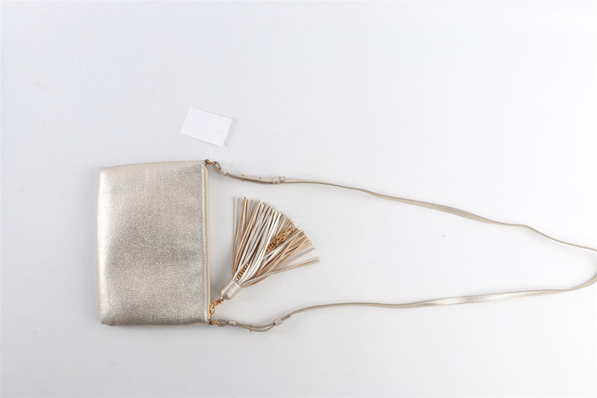 SAINT LAURENT GOLD TEEN MONOGRAM LEATHER CROSSBODY BAG