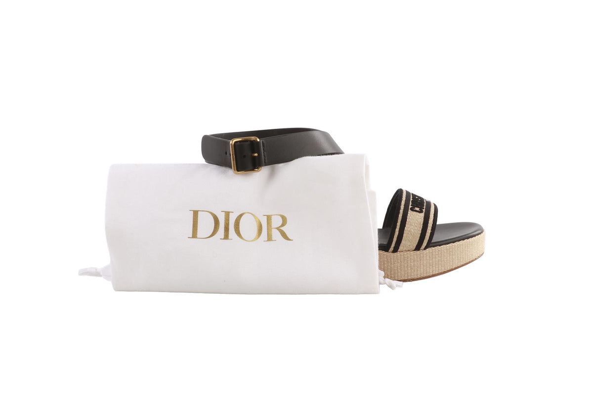 BLACK DWAY RAFFIA PLATFORM SANDALS