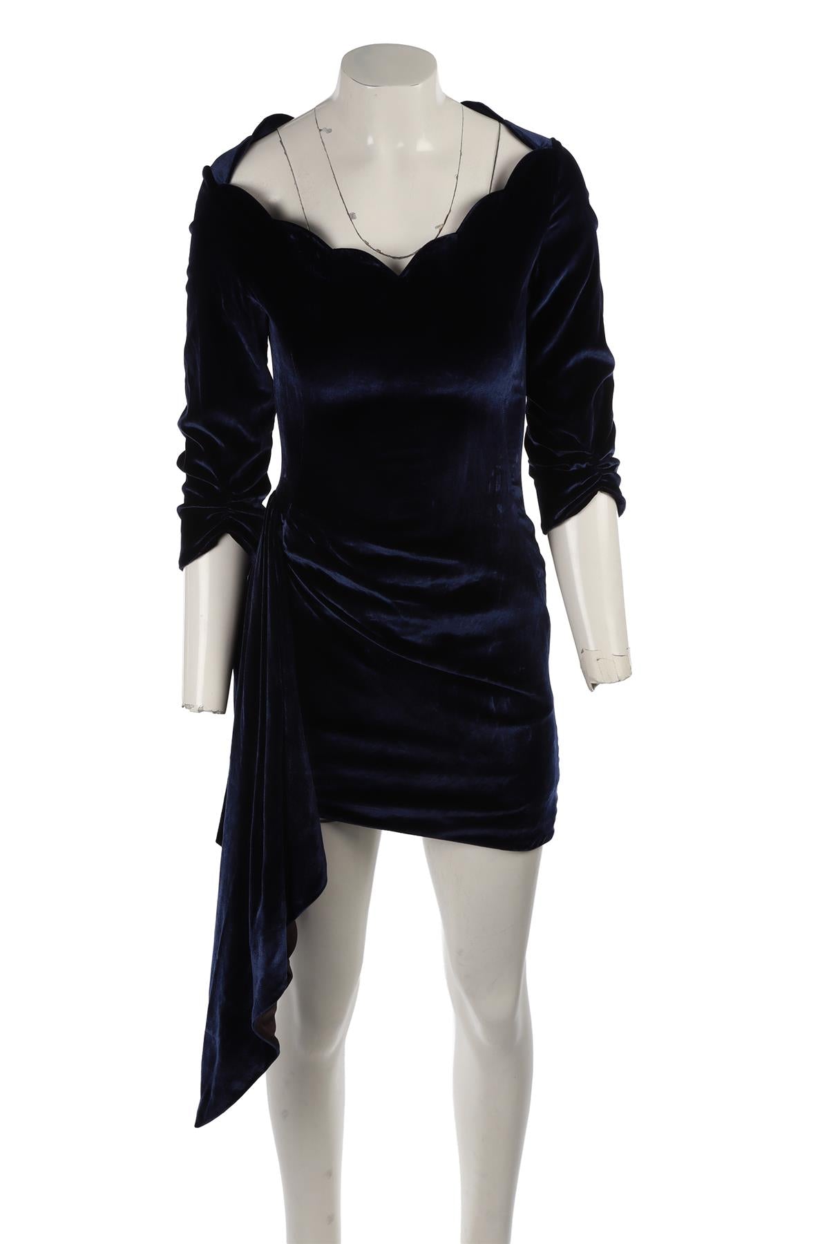NAVY VELVET MINI DRESS