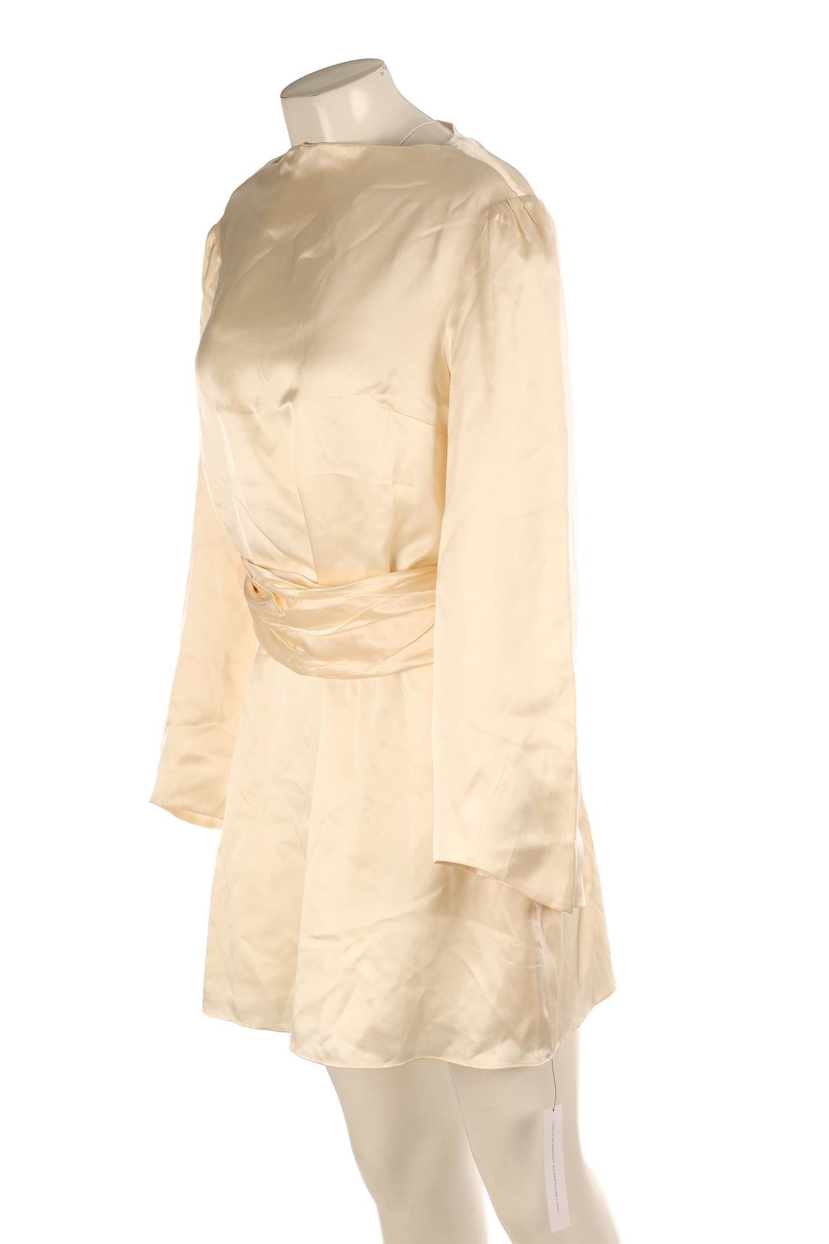 CAMILLE REFORMATION ROWE CREAM SILK MINI DRESS US 10 UK 14