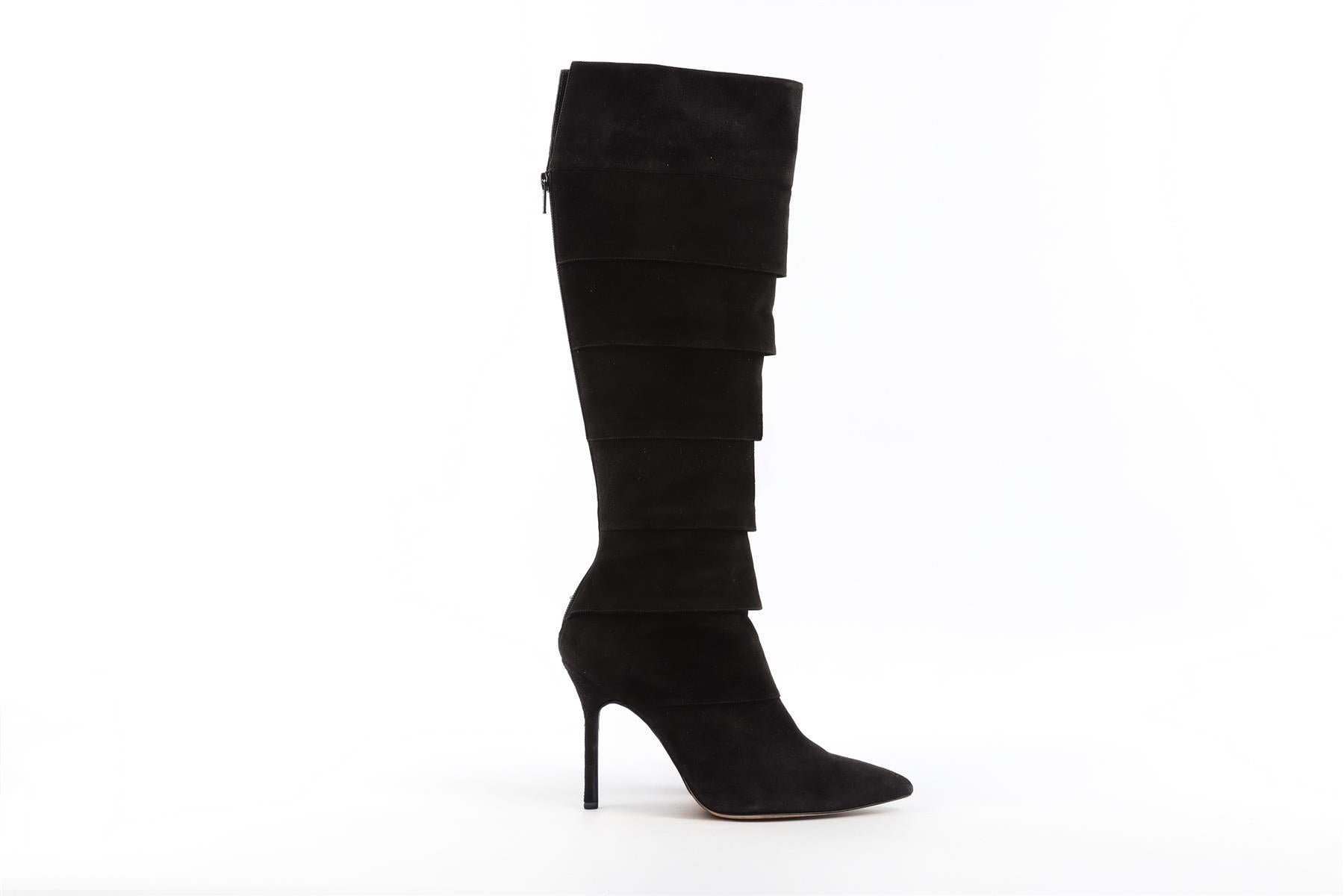 MANOLO BLAHNIK BLACK SUEDE KNEE HIGH BOOTS EU 38 UK 5 US 8
