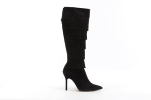 MANOLO BLAHNIK BLACK SUEDE KNEE HIGH BOOTS EU 38 UK 5 US 8