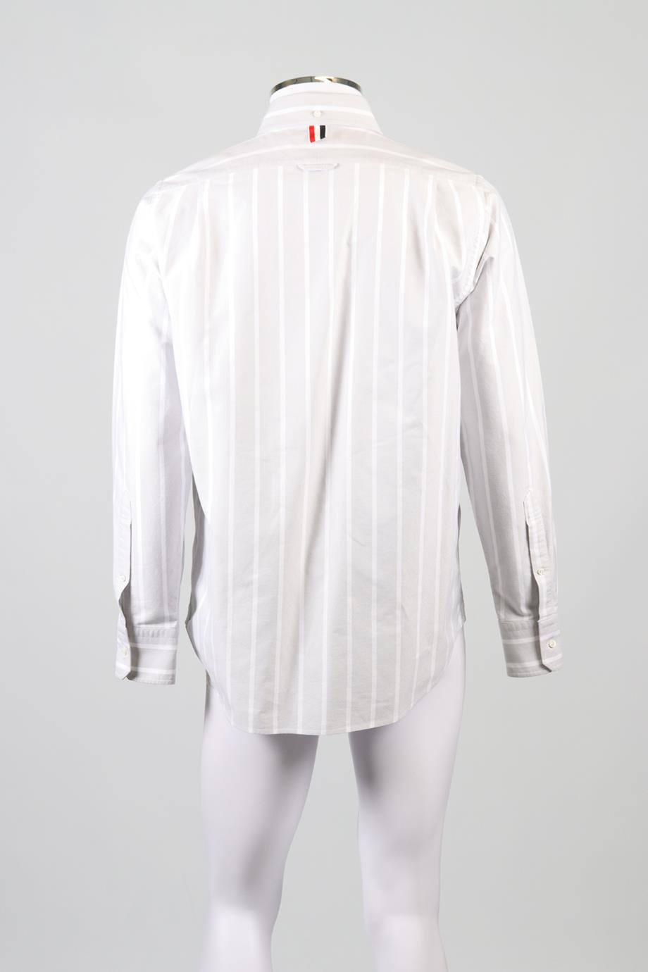 THOM BROWNE MEN'S STRIPED COTTON SHIRT LARGE