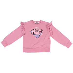 MSGM PINK KIDS GIRLS COTTON SWEATSHIRT 36 MONTHS