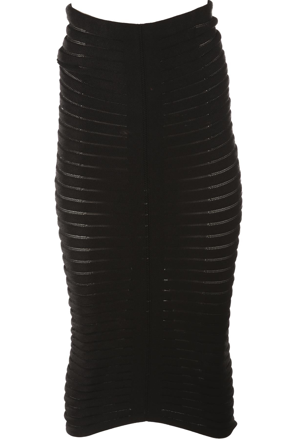 ALAÏA BLACK KNIT MIDI SKIRT FR 36 UK 8