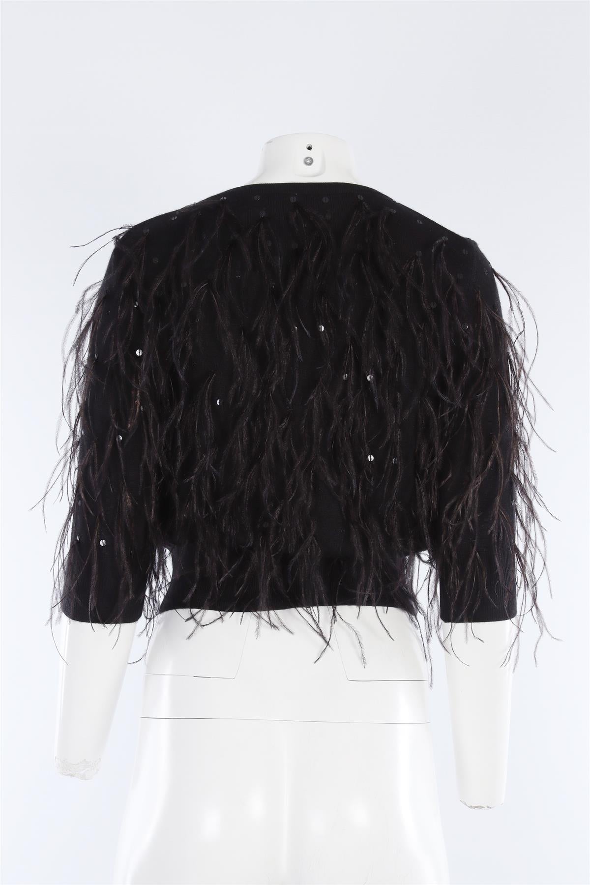OSCAR DE LA RENTA BLACK 2021 CASHMERE CARDIGAN XSMALL