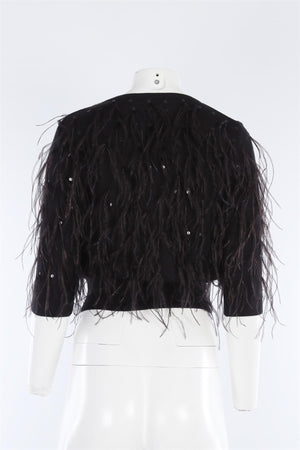 OSCAR DE LA RENTA BLACK 2021 CASHMERE CARDIGAN XSMALL