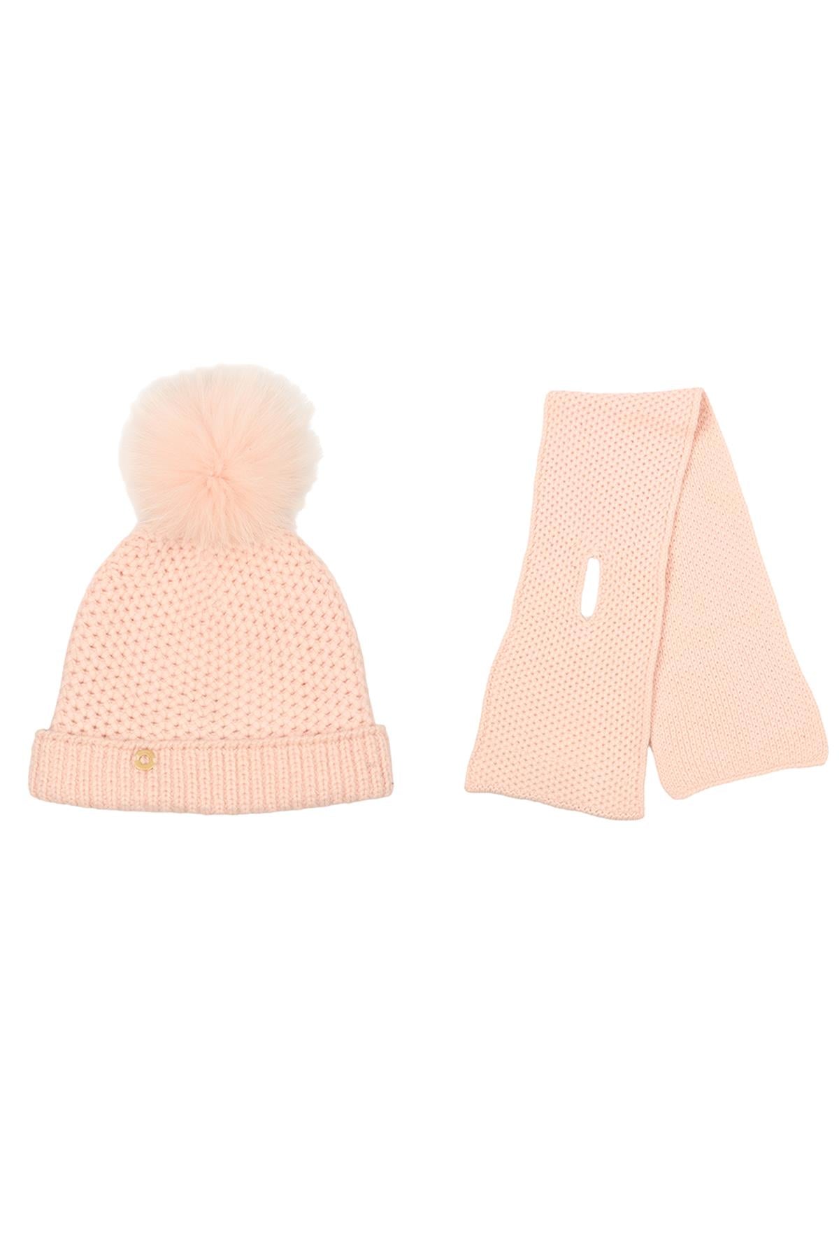 LORO PIANA PINK KIDS GIRLS BEANIE AND SCARF MEDIUM