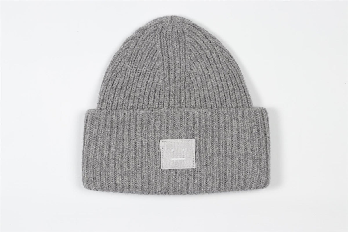 ACNE STUDIOS GREY WOOL BEANIE ONE SIZE