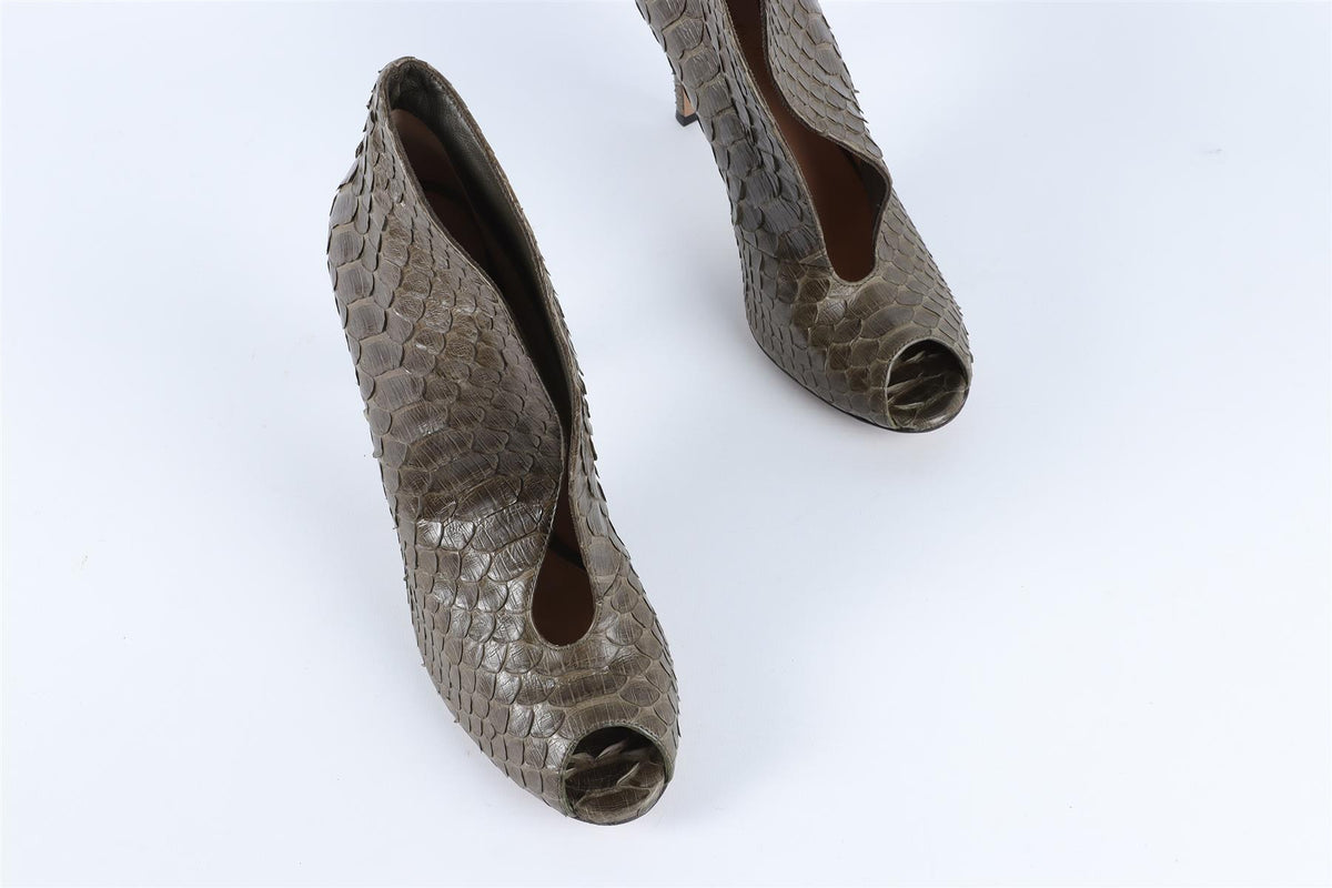 GIANVITO ROSSI GREEN PYTHON ANKLE BOOTS EU 38 UK 5 US 8