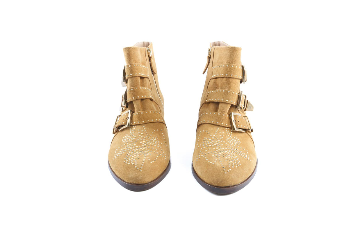 CHLOÉ TAN SUSAN SUEDE ANKLE BOOTS EU 40 UK 7 US 10