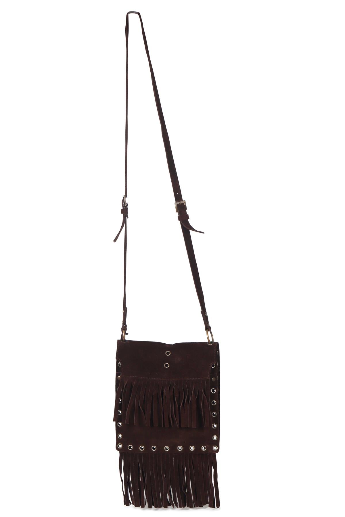 DOLCE & GABBANA FRINGED SUEDE SHOULDER BAG