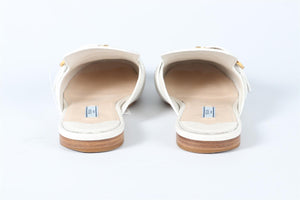 PRADA WHITE FRINGED LEATHER MULES EU 39.5 UK 6.5 US 9.5