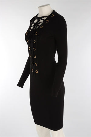 GIVENCHY BLACK KNIT MIDI DRESS FR 34 UK 6