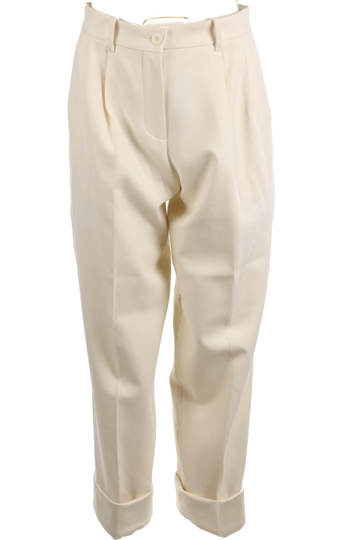 THE ROW CREAM WOOL STRAIGHT LEG PANTS US 2 UK 6