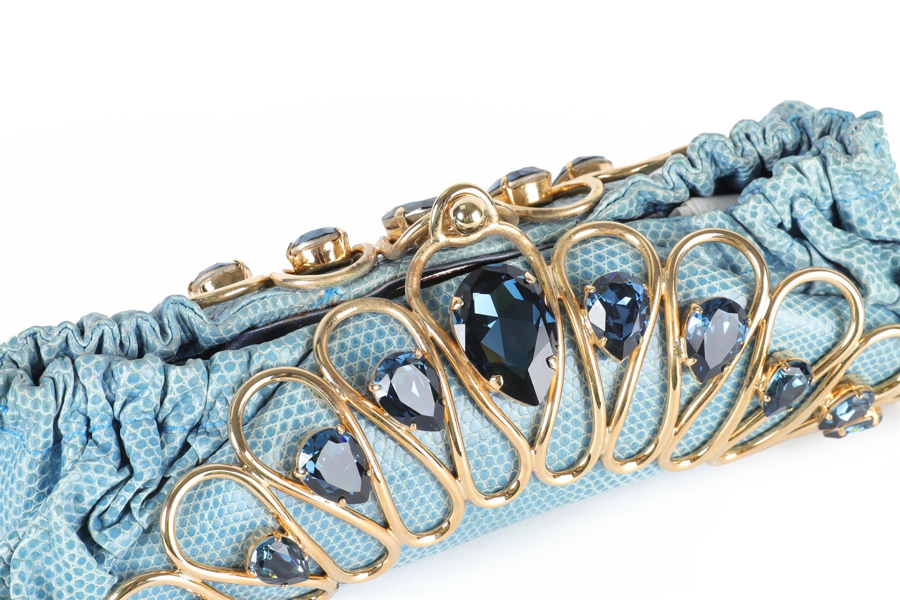 SHANA LONDON BLUE CRYSTAL AND PYTHON CLUTCH
