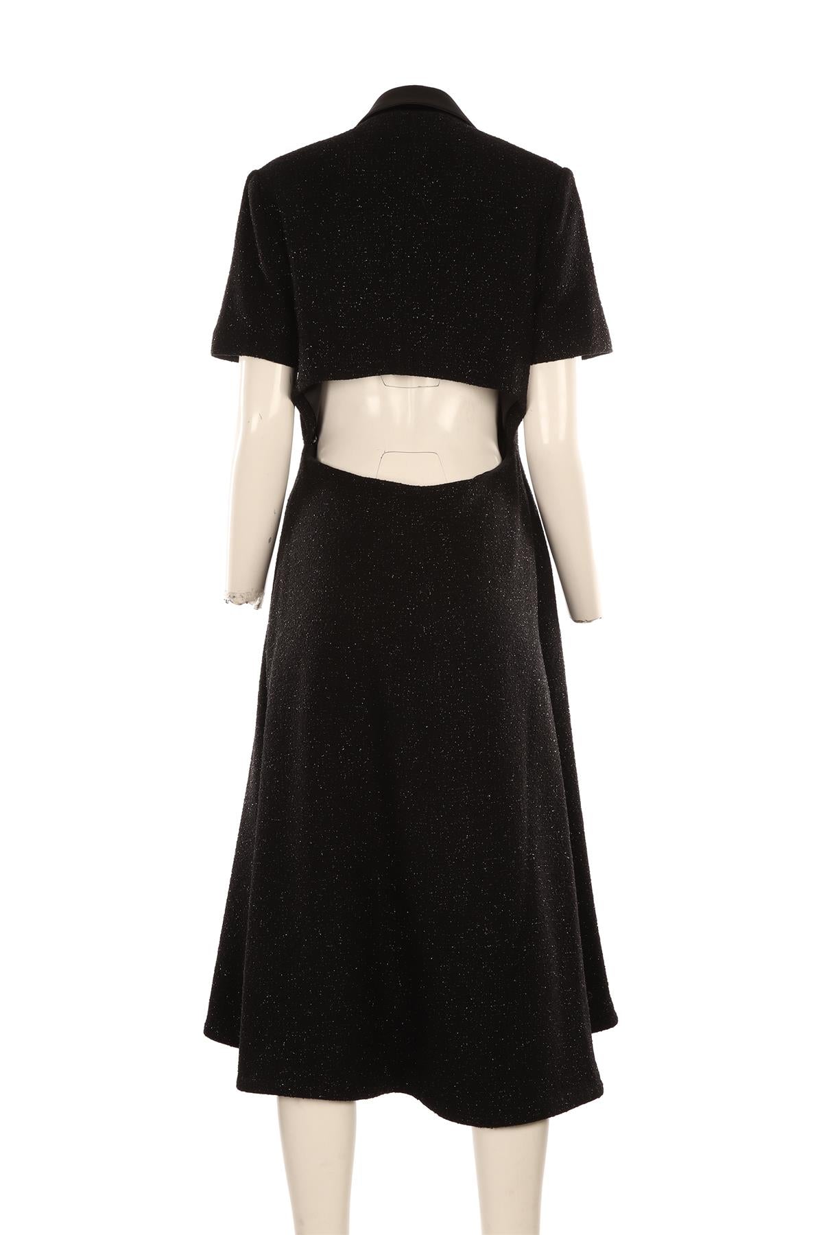 SELF-PORTRAIT BLACK TWEED MAXI DRESS UK 12