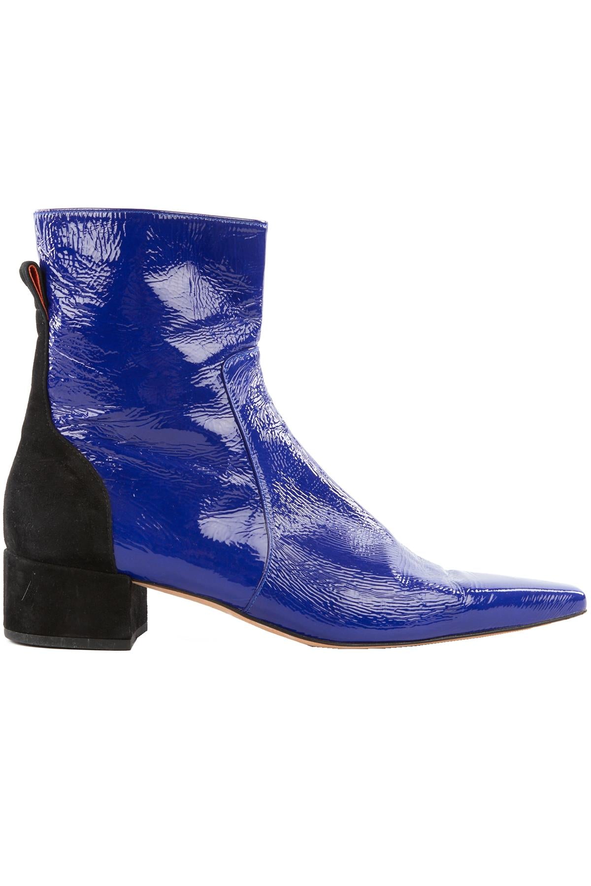 DEAR FRANCES BLUE PATENT LEATHER ANKLE BOOTS EU 40 UK 7 US 10