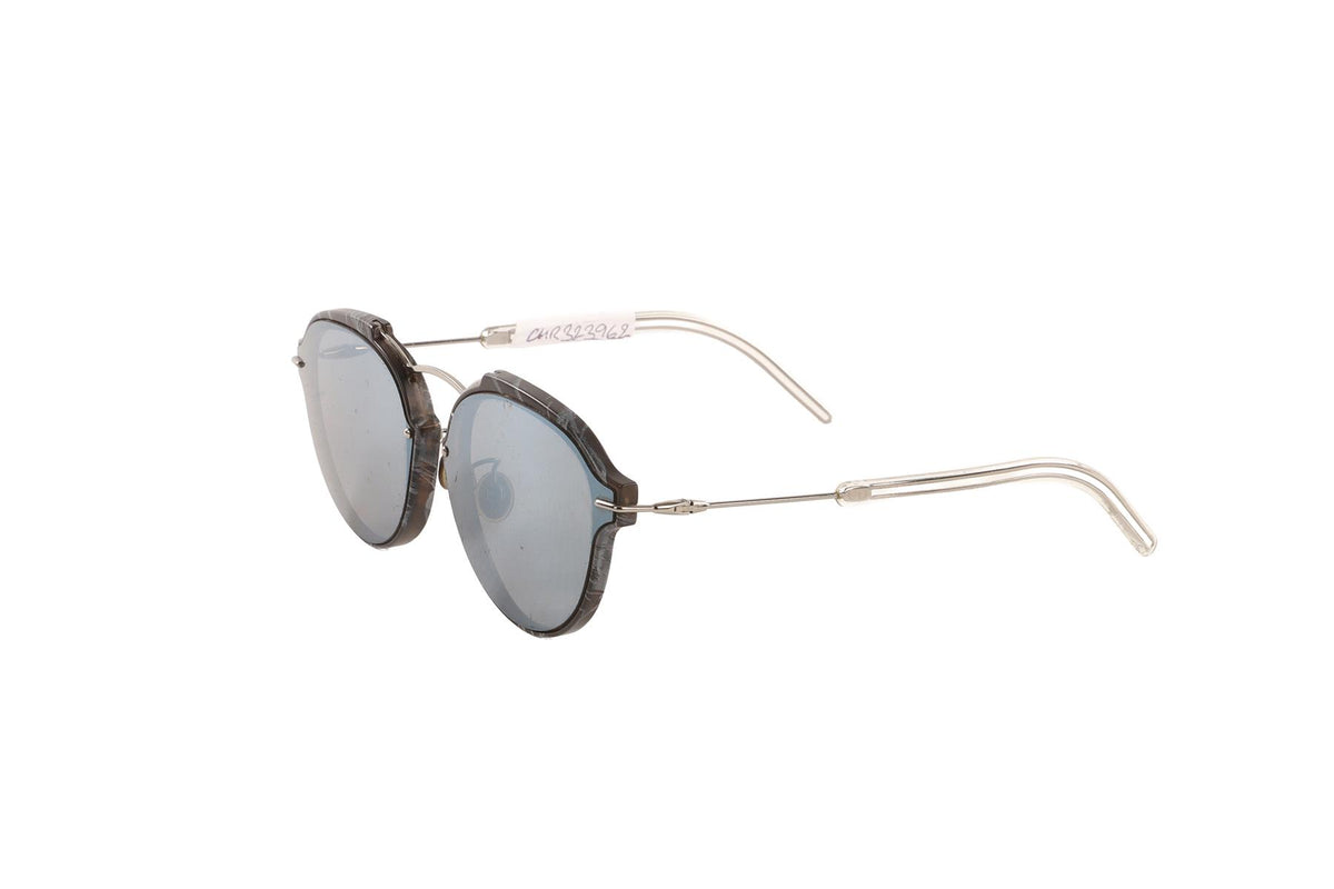 CHRISTIAN DIOR GREY ROUND FRAME ACETATE SUNGLASSES
