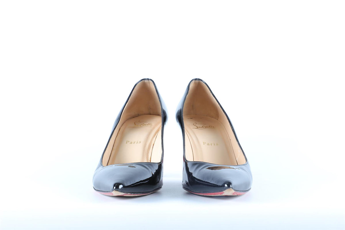 CHRISTIAN LOUBOUTIN BLACK PATENT LEATHER PUMPS EU 41.5 UK 8.5 US 11.5