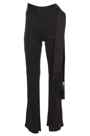 GALVAN LONDON BLACK SATIN FLARED PANTS FR 36 UK 8