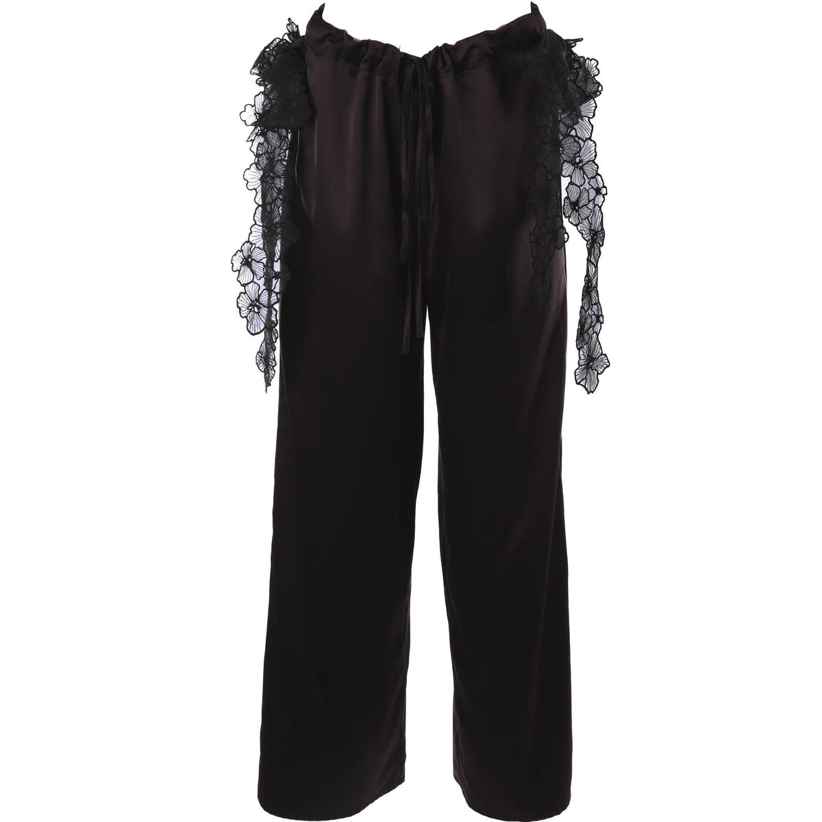 KIKA VARGAS BLACK SATIN WIDE LEG PANTS US 2 UK 6