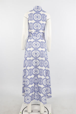 BORGO DE NOR BLUE COTTON MAXI DRESS UK 8