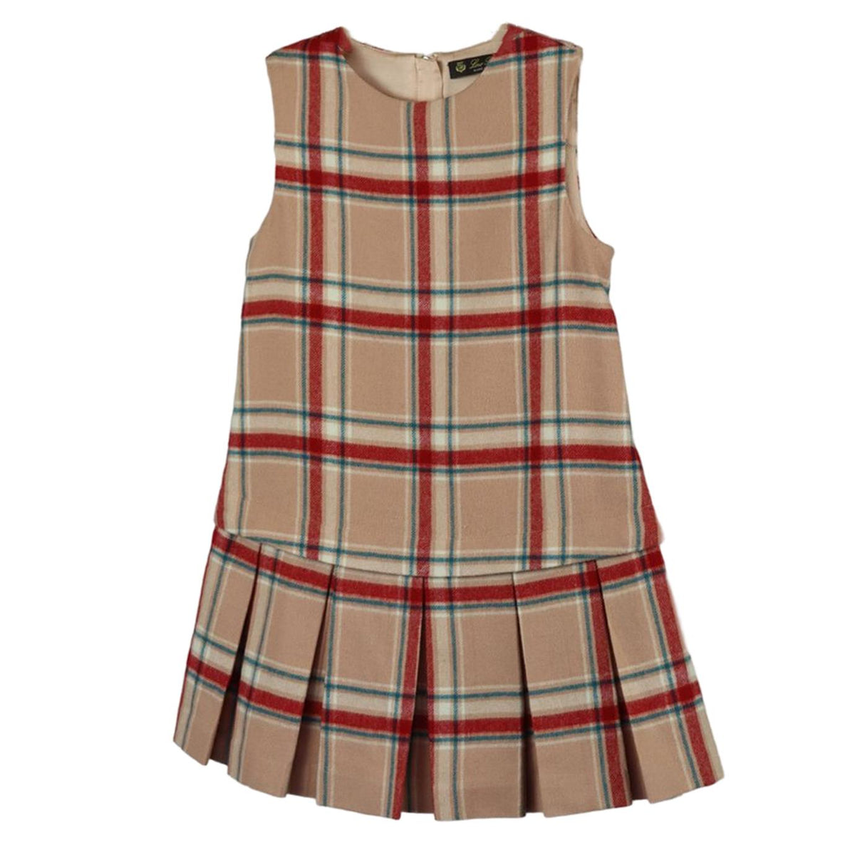 LORO PIANA KIDS GIRLS CHECKED WOOL DRESS 4 YEARS