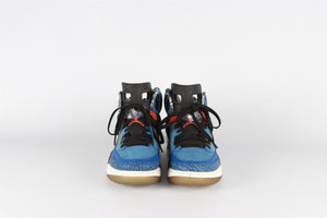 NIKE BLUE MEN'S JORDAN SPIZIKE NEW YORK KNICKS SUEDE SNEAKERS EU 43 UK 8.5 US 9.5