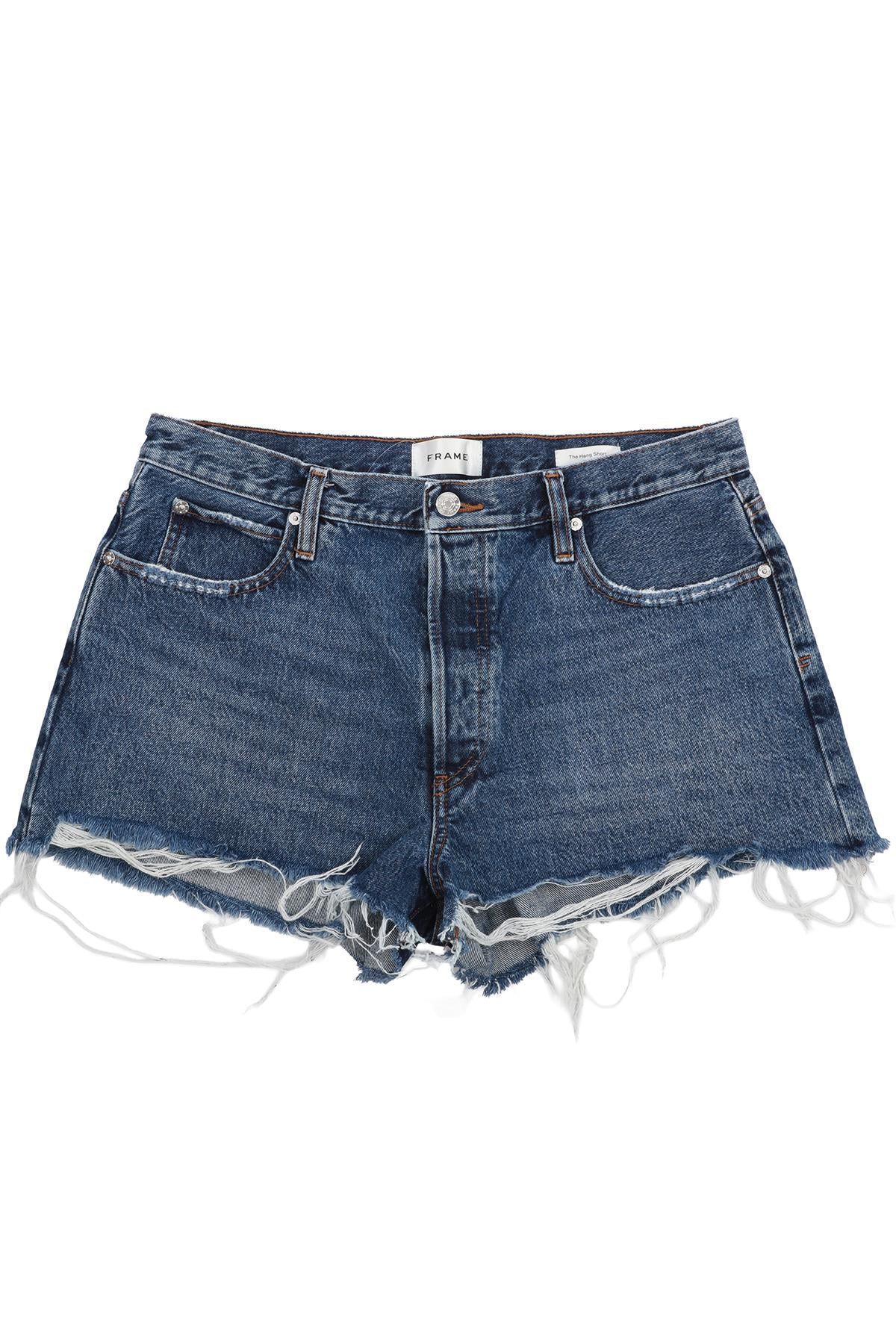 FRAME BLUE HIGH RISE DENIM SHORTS W30 UK 12
