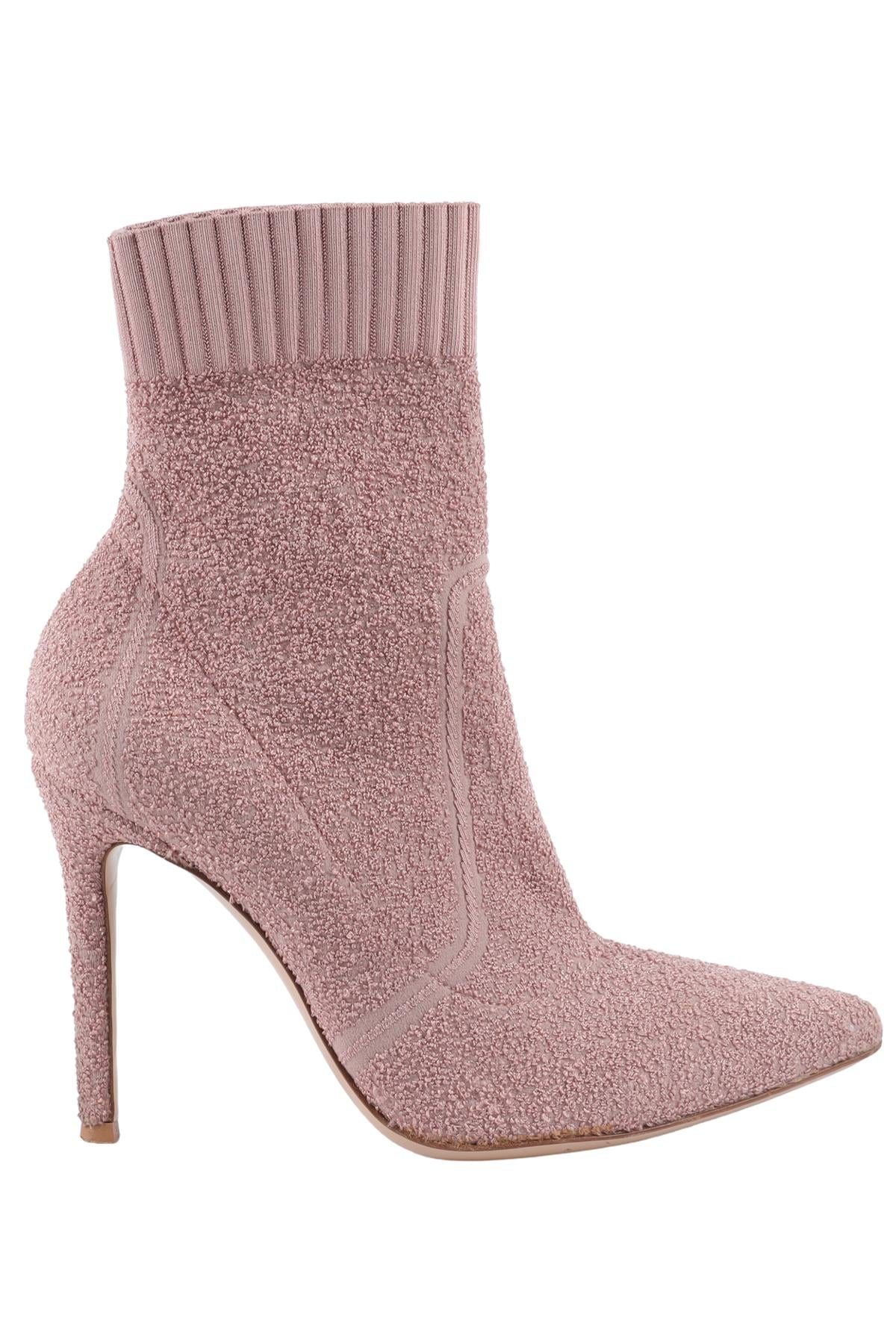 GIANVITO ROSSI PINK KNIT ANKLE BOOTS EU 38.5 UK 5.5 US 8.5