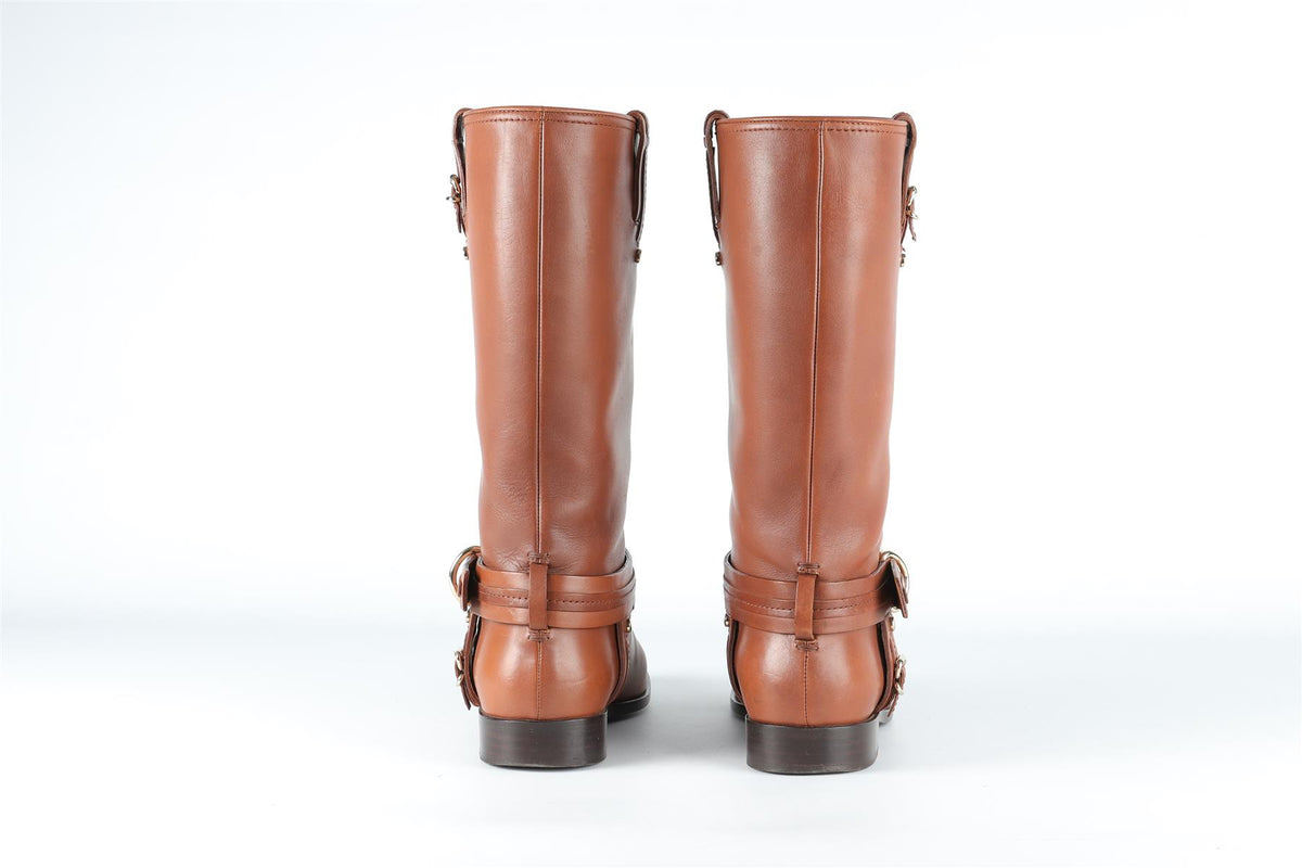 CHRISTIAN DIOR BROWN LEATHER KNEE HIGH BOOTS EU 36 UK 3 US 6