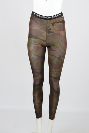 CHROME HEARTS CAMOUFLAGE PRINT STRETCH JERSEY LEGGINGS SMALL