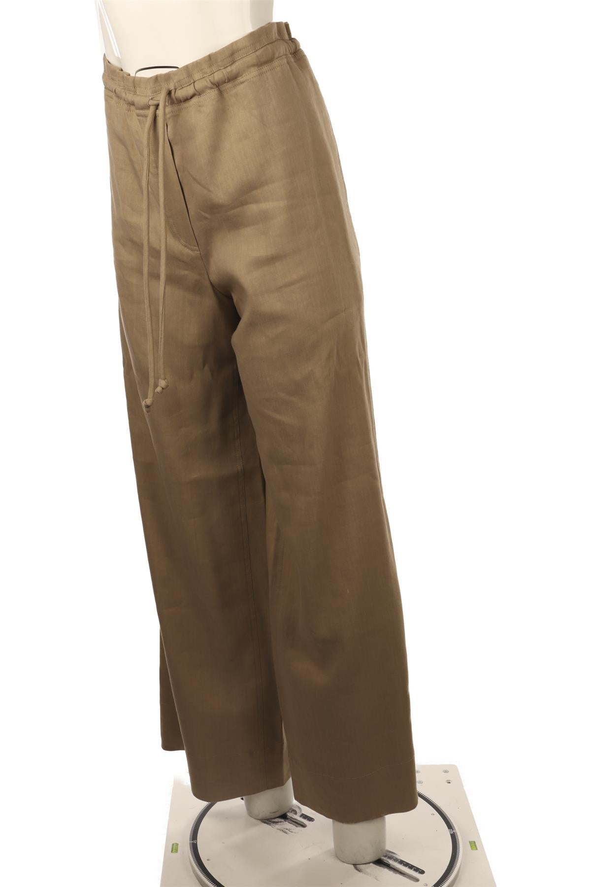 PROENZA SCHOULER BEIGE LINEN WIDE LEG PANTS LARGE