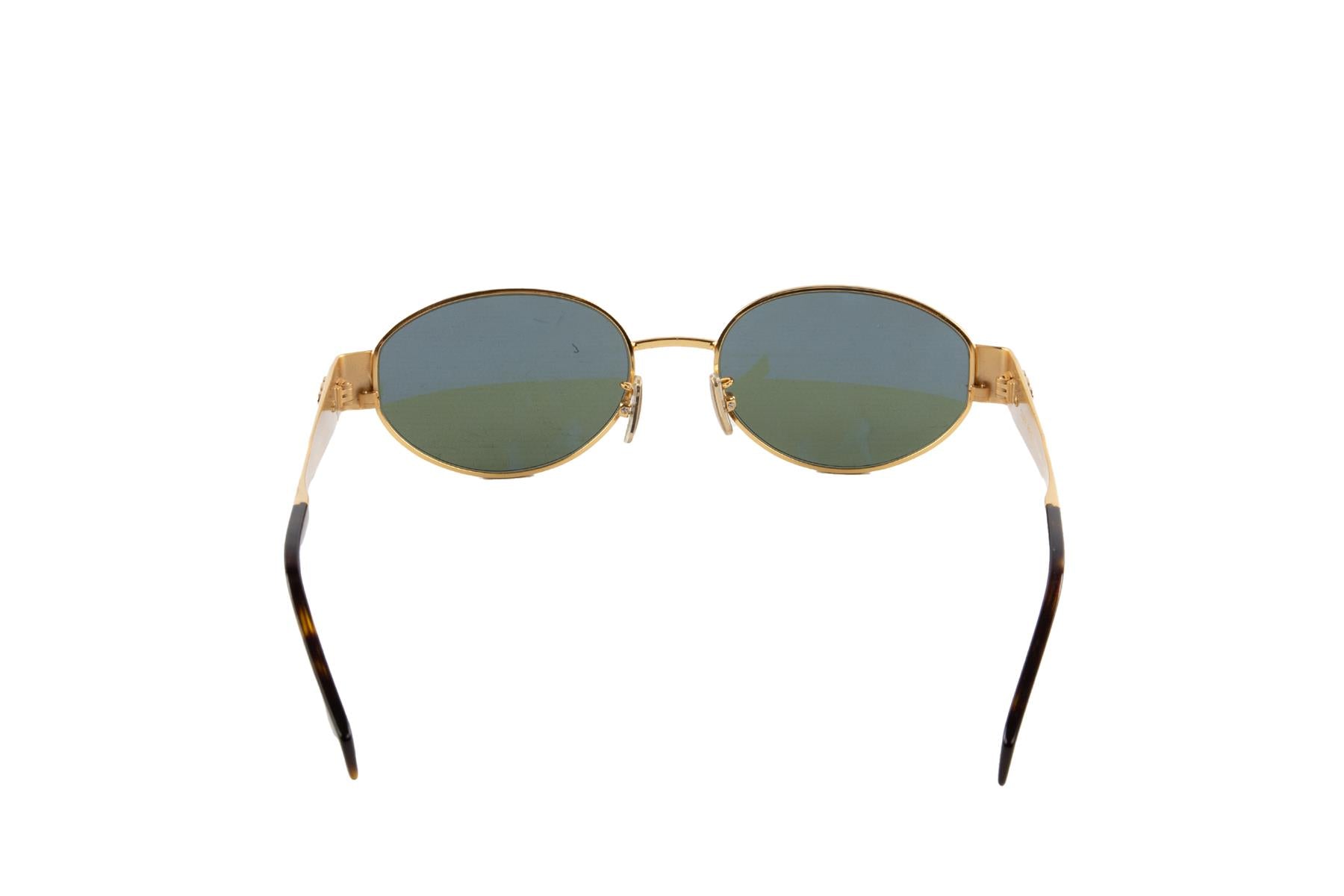 CELINE GOLD TRIOMPHE OVAL FRAME GOLD TONE SUNGLASSES