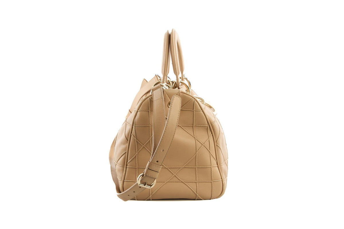 CHRISTIAN DIOR BEIGE GRANVILLE CANNAGE LEATHER TOTE BAG