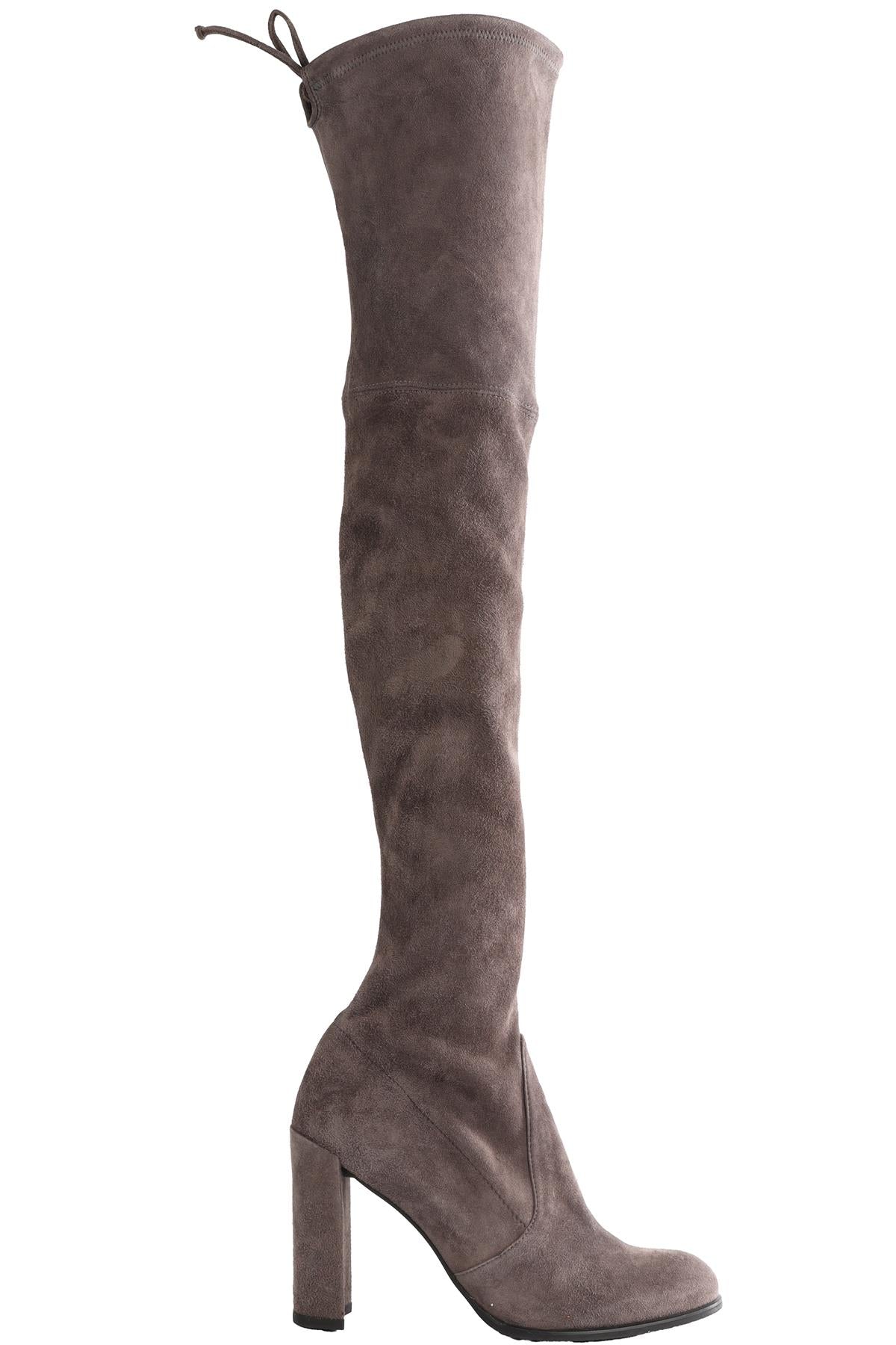 STUART WEITZMAN GREY HIGHLAND SUEDE OVER THE KNEE BOOTS US 8.5 UK 5.5 EU 38.5