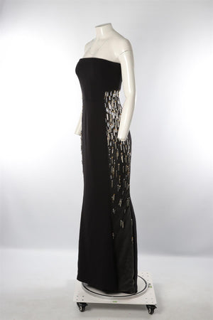 REEM ACRA BLACK SILK GOWN US 8 UK 12