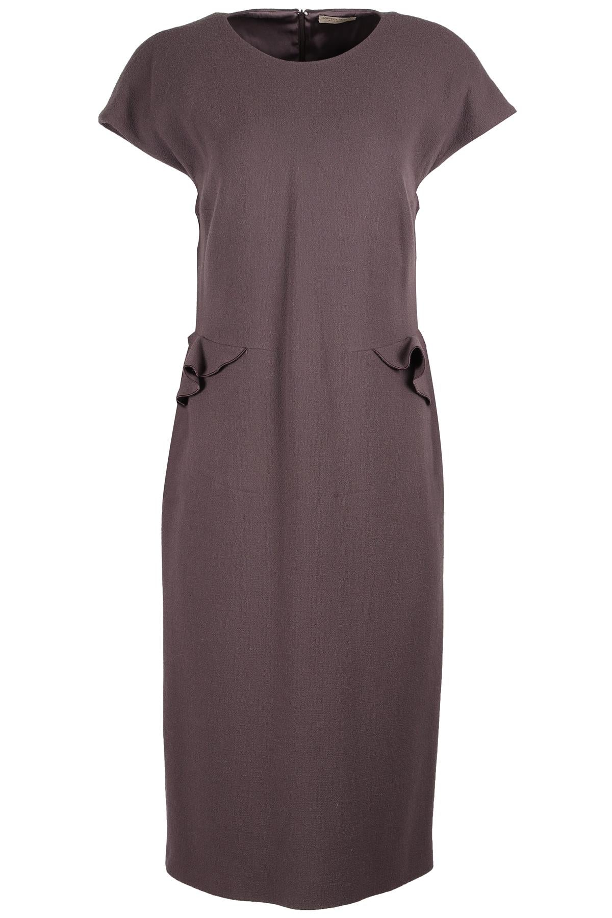 BOTTEGA VENETA MAUVE WOOL MIDI DRESS IT 46 UK 14