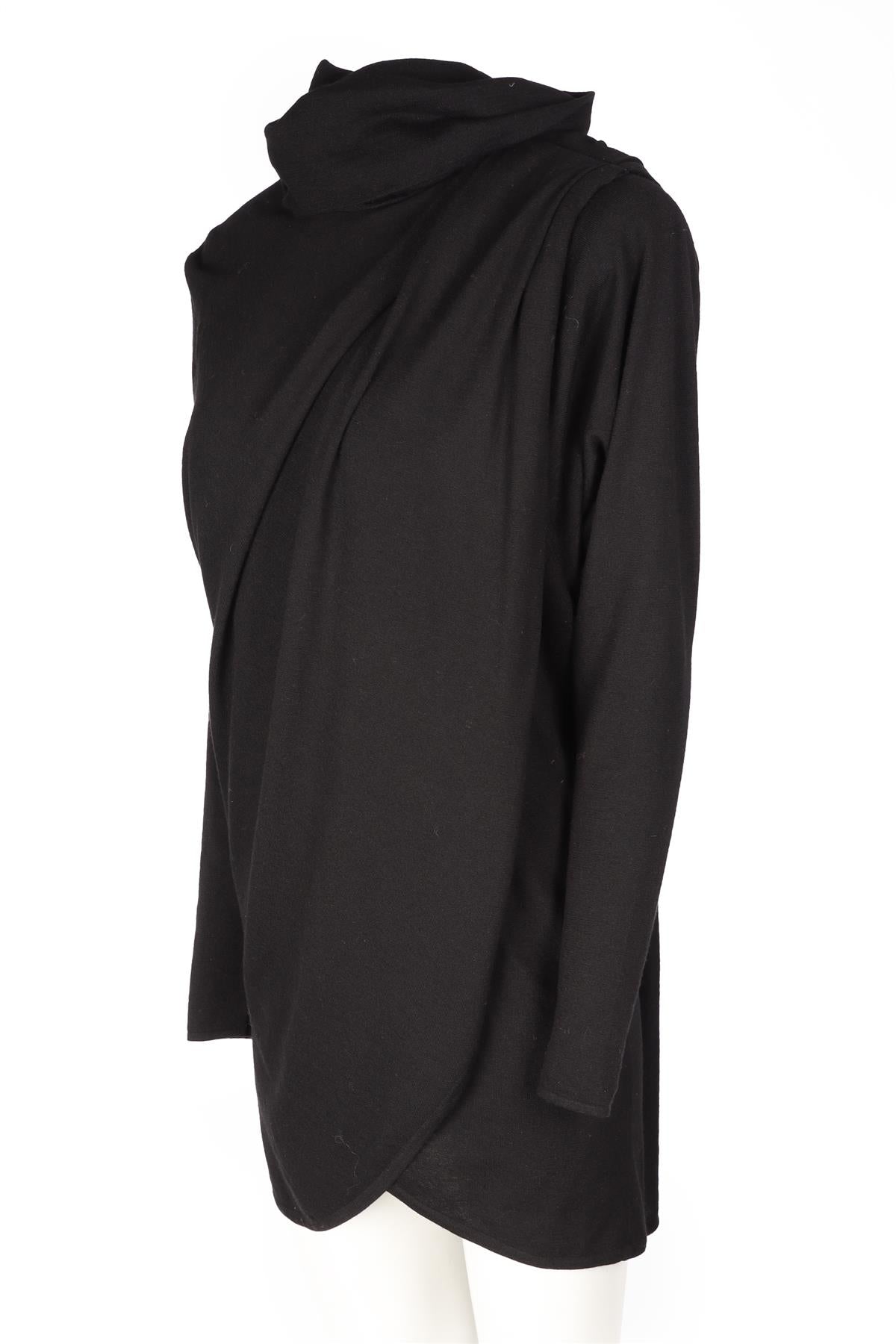 SAINT LAURENT BLACK WOOL MINI DRESS SMALL