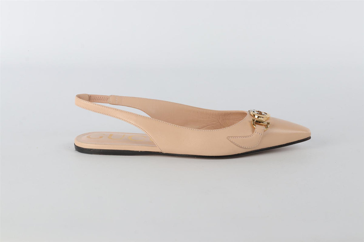 GUCCI NUDE GG LEATHER SLINGBACK FLATS EU 36 UK 3 US 6