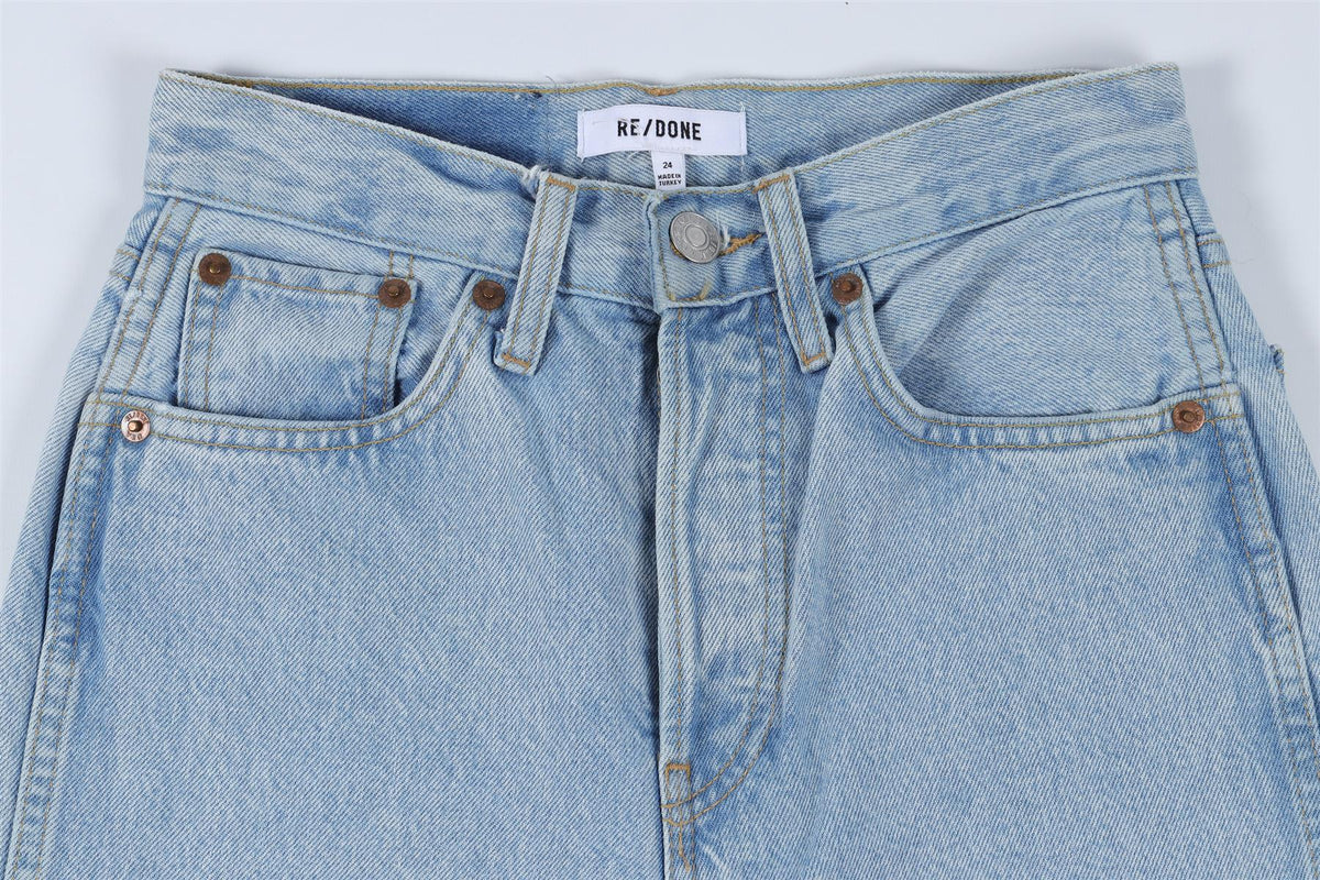 RE/DONE BLUE HIGH RISE STRAIGHT LEG JEANS W24 UK 6