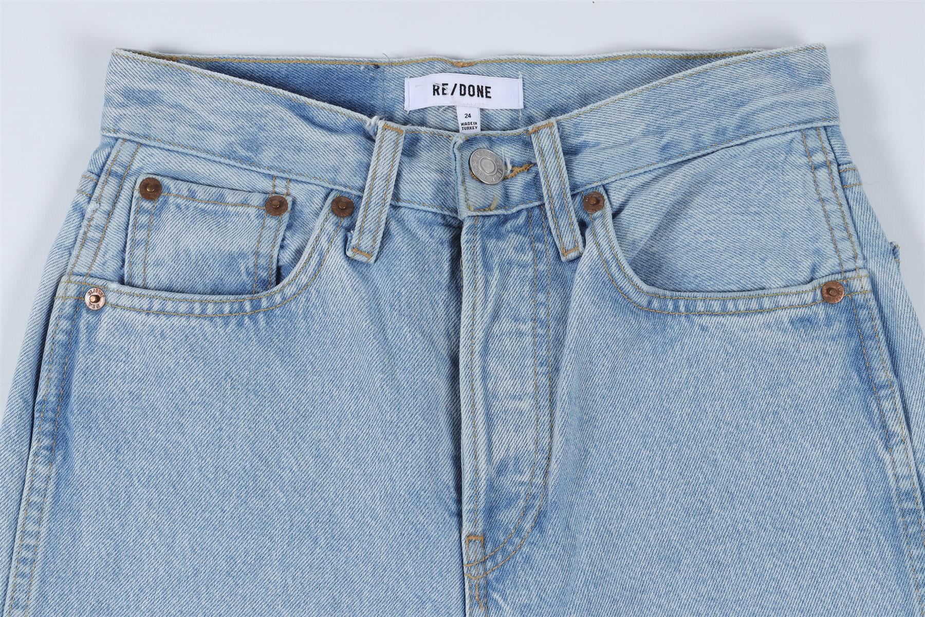 RE/DONE BLUE HIGH RISE STRAIGHT LEG JEANS W24 UK 6