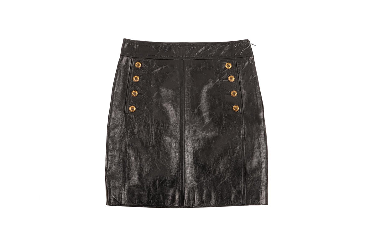 GIVENCHY BLACK LEATHER MINI SKIRT FR 34 UK 6