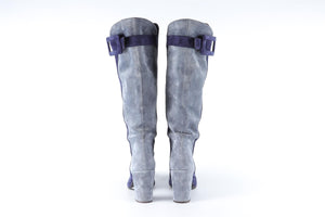 ROGER VIVIER BLUE SUEDE KNEE HIGH BOOTS EU 38 UK 5 US 8