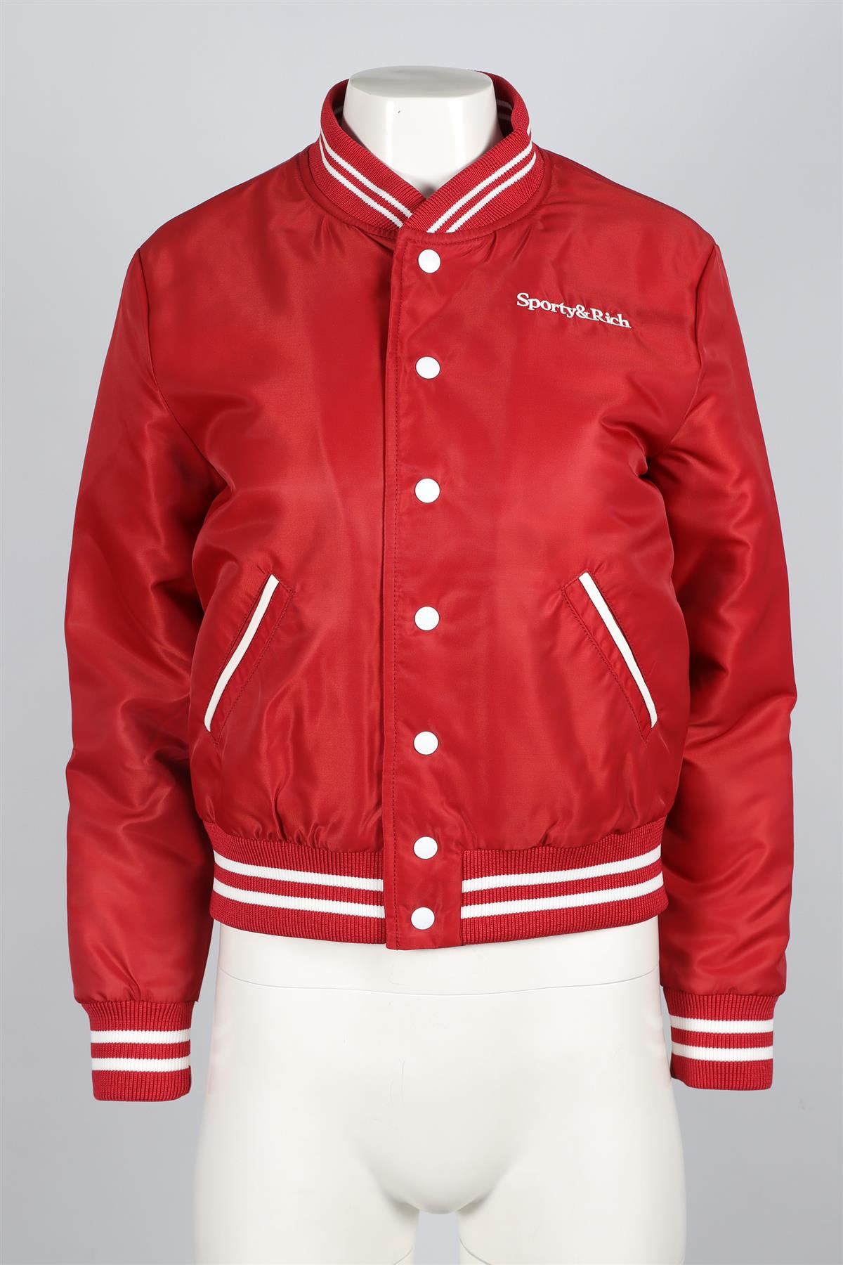 SPORTY & RICH RED SHELL BOMBER JACKET SMALL